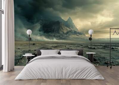 a dark and stormy day in the desert Wall mural