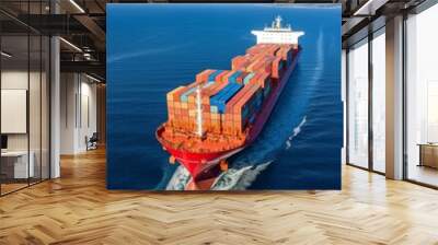 A large container ship sails the open ocean Wall mural