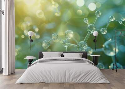 A molecular model with a green background Wall mural