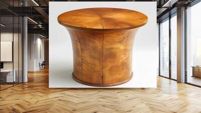 A wooden table with a round top and a cylindrical base Wall mural