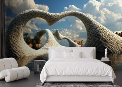 Abstract Architecture Design Concept with White Stone Arches in the Water Wall mural