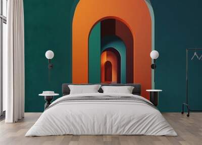 Abstract Archway with Green and Orange Color Wall mural