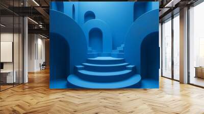 Abstract Blue Architectural Scene Design Wall mural