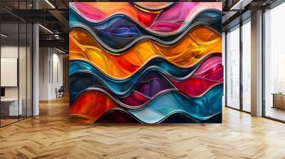 Abstract Colorful Wavy Background Wall mural