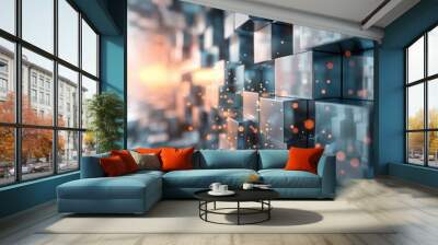 Abstract Digital Cube Background Wall mural