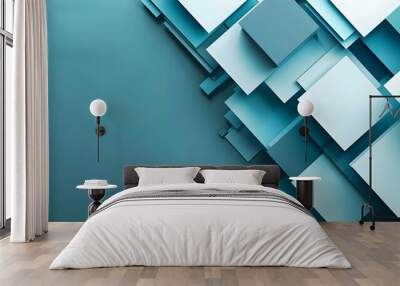 Abstract Geometric Background With Blue And White Squares Wall mural