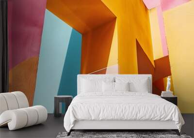 Abstract Geometric Shapes With Colorful Walls Wall mural