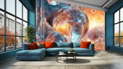 Abstract Glass Sphere Reflections and Light Wall mural