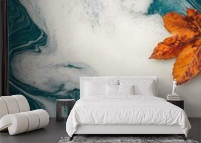 Autumn Leaves on Abstract Swirling Background Wall mural