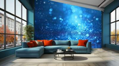 Blue glitter sparkles with a bright light in the center Wall mural