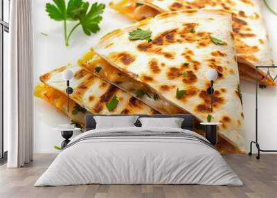 Chicken Quesadillas on a White Background Wall mural