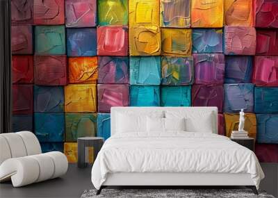 Colorful 3D blocks of different sizes Wall mural