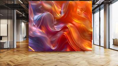 Colorful abstract background. Holographic surface. 3D rendering. Wall mural