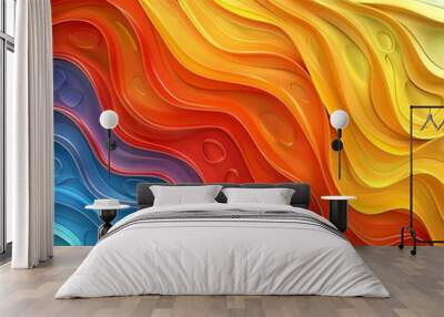 Colorful abstract waves background Wall mural