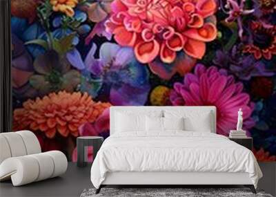 Colorful Flowers Bouquet Painting Wall mural