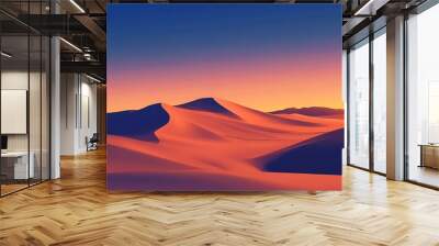 Desert Sunset Landscape Illustration Wall mural