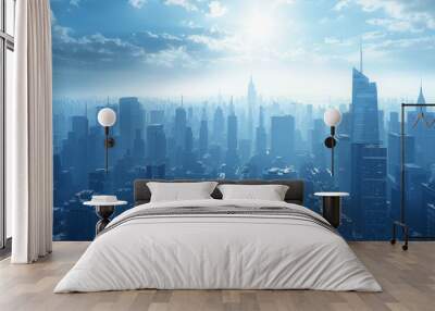 Futuristic Cityscape Aerial View Wall mural