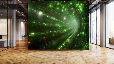 Futuristic green technology tunnel Wall mural