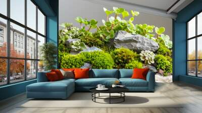 Green Moss and Succulents Landscape Wall mural