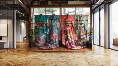 Kimono with floral pattern Wall mural