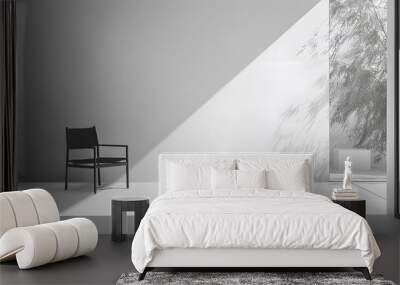 Minimalist Interior Design with Chair and Sunlight Wall mural