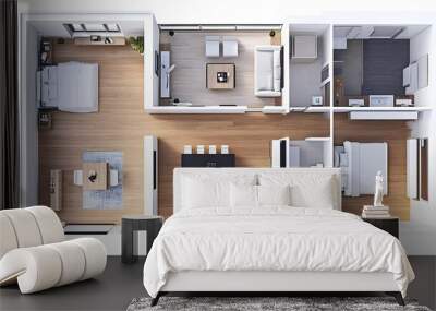 Modern Apartment Floor Plan With 2 Bedrooms and a Kitchen Wall mural