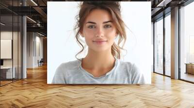 portrait of a beautiful young woman with brown hair and green eyes Wall mural