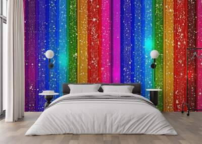 Rainbow Glitter Stripes Wall mural