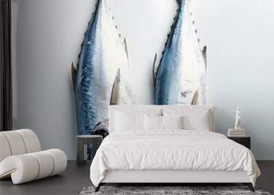 Two Fresh Fish on White Background Wall mural