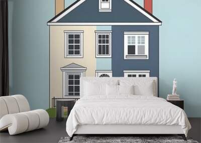 Two Tone House Illustration Wall mural