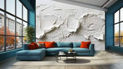 White abstract art texture paint strokes on canvas Wall mural