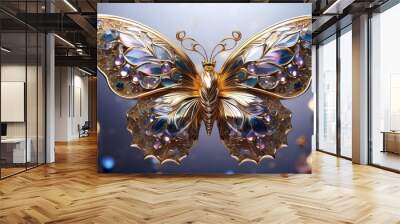 Gold butterfly with gemstone accents Wall mural