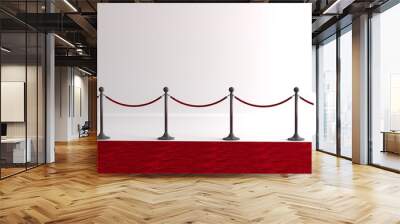 Chrome stanchion pole and velvet rope barrier. Red carpet. Wall mural