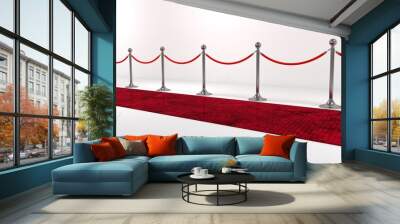 Chrome Stanchions with rope. Image with clipping, 3d rendering.  Wall mural