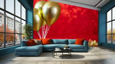 Festive Celebration Background with Helium Balloons Wall mural