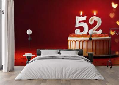 Number 52 Birthday cake. Fifty two number birthday cake..	
 Wall mural