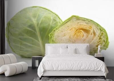 Ripe cabbage isolated on a white background.  Wall mural