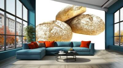 Traditional homemade french round bread isolated on a white background. Wall mural