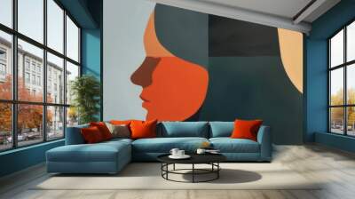 a person with a head on the head Wall mural