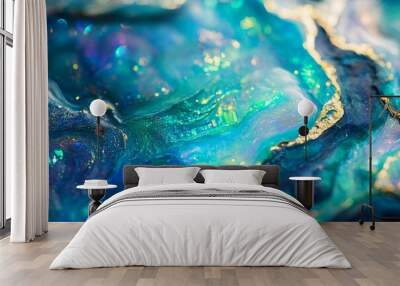 A blue and gold swirl of glittering stones Wall mural