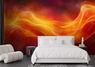 A red and orange wave with a lot of sparkles Wall mural