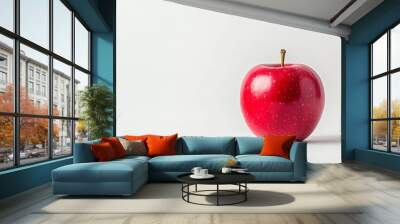 A red apple sits on a white background Wall mural