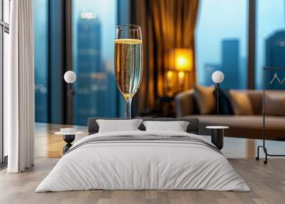 Champagne Flute in a Luxury Hotel Suite Wall mural