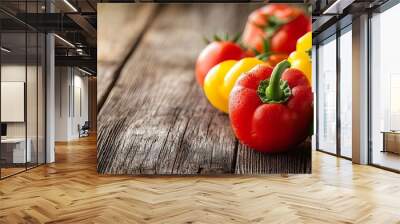 Close-up of Colorful Bell Peppers and Tomatoes Wall mural