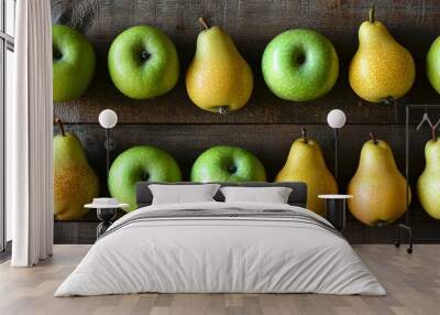 Close-up of Fresh Apples and Pears Wall mural