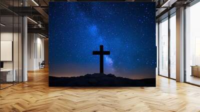 Cross on a Starry Night Wall mural