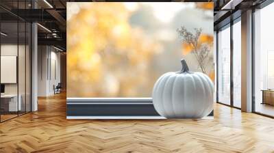 Elegant Pumpkins on a Modern Window Sill Wall mural