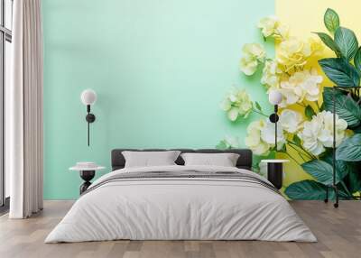 Mint Green and Pale Yellow Gradient Wall mural