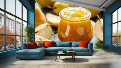 Pear Jam with Fresh Pears Wall mural