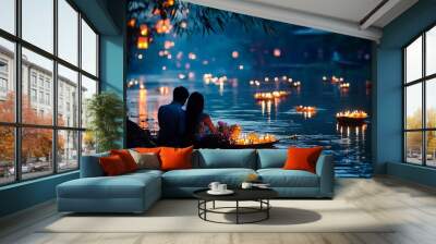 Romantic Loy Krathong Evening Wall mural